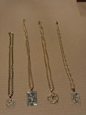 Gold Tone Chinese Dragon Themed Pendant Necklaces 4x